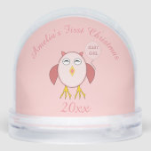 Cute Pink Baby Girl Owl Custom First Christmas (裏面)