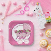 Cute Pink Baby Stroller ペーパープレート (パーティー)