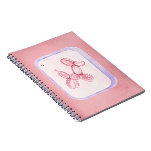 Cute Pink Balloon Dog Minimalist aesthetic ノートブック (右側)