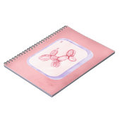 Cute Pink Balloon Dog Minimalist aesthetic ノートブック (左側)