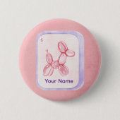Cute Pink Balloon Dog Minimalist aesthetic 缶バッジ (正面)