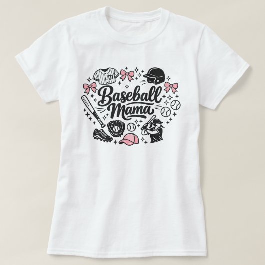 Cute Pink Baseball Mama T-Shirt - Stylish Game Day Tシャツ (デザイン正面)