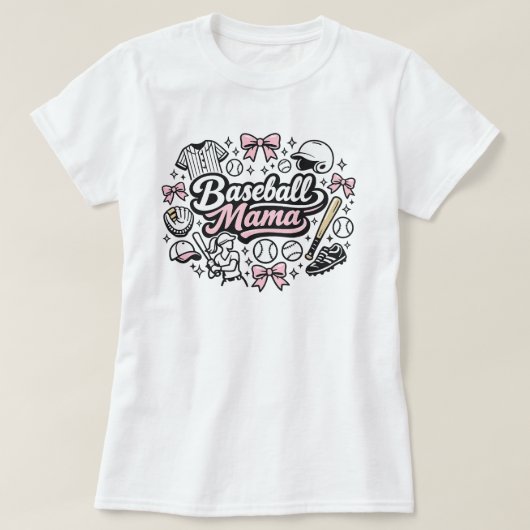 Cute Pink Baseball Mama T-Shirt - Stylish Game Day Tシャツ (デザイン正面)
