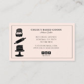 Cute Pink Black Baking Utensils Bakery 名刺 (裏面)