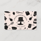 Cute Pink Black Baking Utensils Bakery 名刺 (正面)