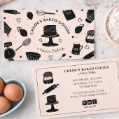 Cute Pink Black Baking Utensils Bakery 名刺