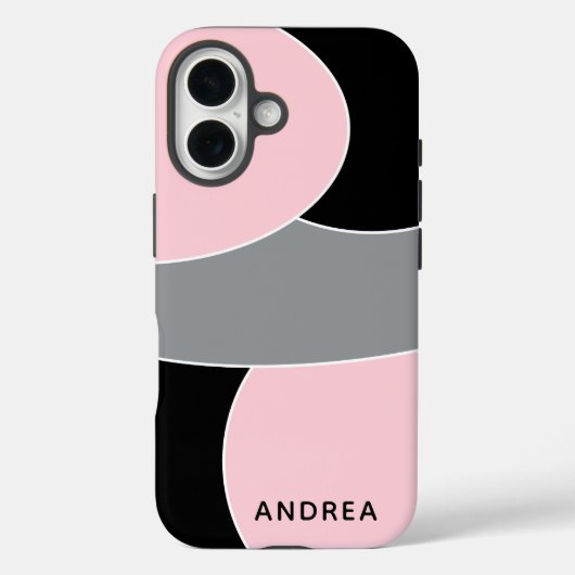 Cute Pink Black Grey Shapes Personalized  Case-Mate iPhoneケース (裏面)