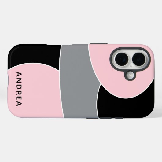 Cute Pink Black Grey Shapes Personalized  Case-Mate iPhoneケース (裏面 (横))