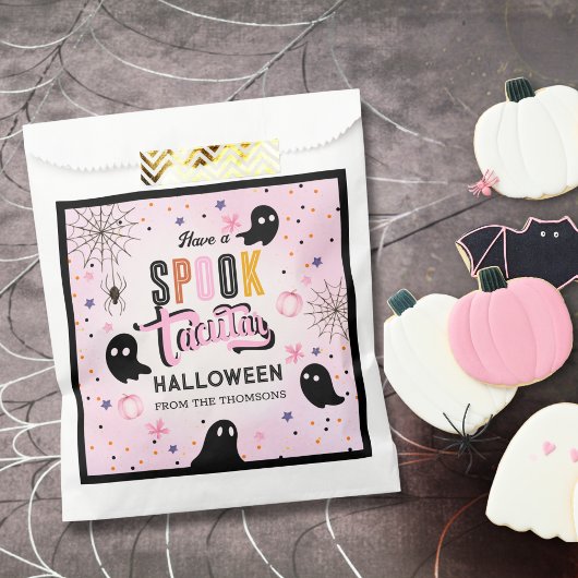 Cute Pink Black Sweet Spooky Halloween Ghost フェイバーバッグ