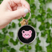 Cute Pink & Black Teddy Bear Keychain キーホルダー (手)