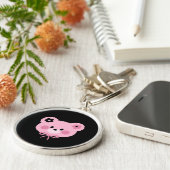 Cute Pink & Black Teddy Bear Keychain キーホルダー (側面)
