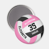 cute pink black volleyball team name girls マグネット (正面/裏面)