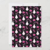 Cute Pink Black White Halloween Party Invitation 招待状 (裏面)