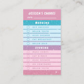 Cute Pink Blue Glitter Kids Daily Chores 名刺 (裏面)