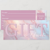 Cute Pink Blush Soft Elegant Gift Certificate セーブザデート (正面/裏面)