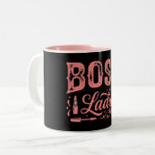 Cute Pink Boss Lady Design ツートーンマグカップ (正面左)
