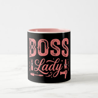 Cute Pink Boss Lady Design ツートーンマグカップ