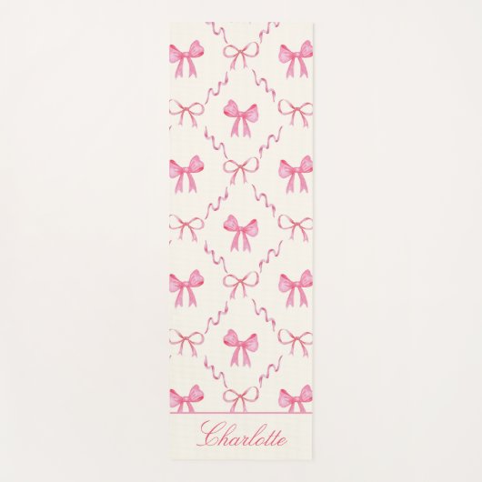 Cute Pink Bow ヨガマット (正面)