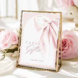 Cute Pink Bow Baby Shower Cards & Gifts Table Sign ポスター
