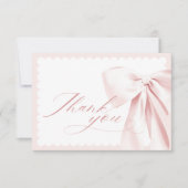 Cute Pink Bow Baby Shower Thank You Card サンキューカード (正面)