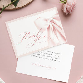 Cute Pink Bow Baby Shower Thank You Card サンキューカード