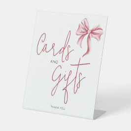 Cute Pink Bow Cards Gifts 台座サイン