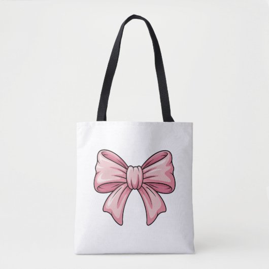 Cute Pink Bow Coquette Aesthetic Canvas Tote Bag トートバッグ (正面)