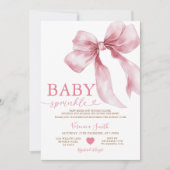 Cute Pink Bow Coquette Baby Sprinkle Baby Shower 招待状 (正面)