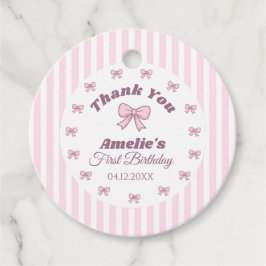 Cute Pink Bow First Birthday  フェイバータグ