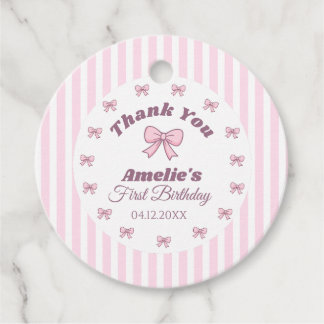 Cute Pink Bow First Birthday  フェイバータグ