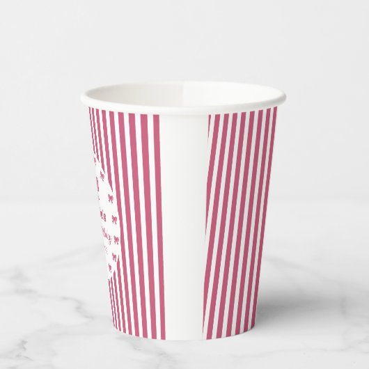 Cute Pink Bow First Birthday  紙コップ (左)