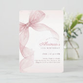 Cute Pink Bow Girl 15th Winter Birthday Party 招待状 (スタンド正面)