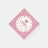 Cute Pink Bow Girl First Birthday  スタンダードカクテルナプキン (角)