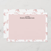 Cute Pink Bow Girly Coquette Bow Frame  ノートカード (正面/裏面)