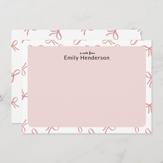 Cute Pink Bow Girly Coquette Bow Frame  ノートカード (正面/裏面)