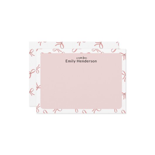 Cute Pink Bow Girly Coquette Bow Frame ノートカード (正面/裏面インサイチュ)