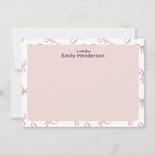Cute Pink Bow Girly Coquette Bow Frame  ノートカード (正面)