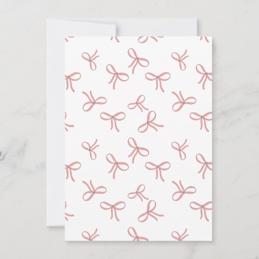 Cute Pink Bow Girly Coquette Frame  ノートカード (裏面)