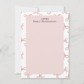 Cute Pink Bow Girly Coquette Frame  ノートカード (正面)