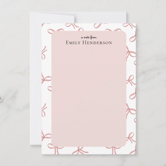 Cute Pink Bow Girly Coquette Frame ノートカード (正面)