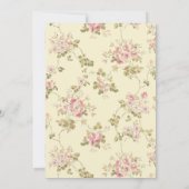 Cute Pink Bow Girly Floral Yellow Baby Shower 招待状 (裏面)