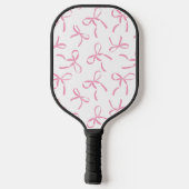 Cute Pink Bow Girly with Name  ピックルボールラケット (裏面)