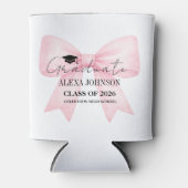 Cute Pink Bow Graduation Cap Graduate 缶クーラー (正面)