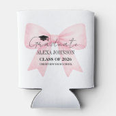 Cute Pink Bow Graduation Cap Graduate 缶クーラー (裏面)