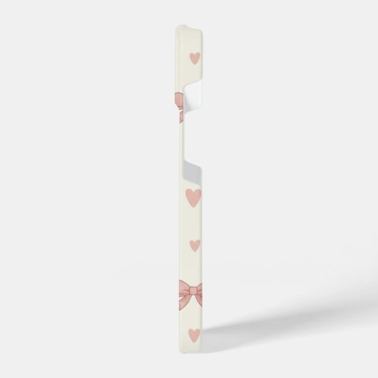 Cute Pink Bow & Heart Coquette AestheticPhone Case iPhoneケース (左側面)