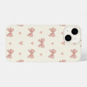 Cute Pink Bow & Heart Coquette AestheticPhone Case iPhoneケース (裏面横)