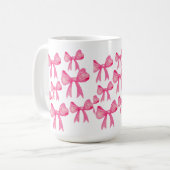 Cute Pink Bow Mug | Coquette Aesthetic Girly Mug コーヒーマグカップ (正面左)