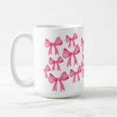 Cute Pink Bow Mug | Coquette Aesthetic Girly Mug コーヒーマグカップ (左)