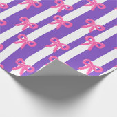Cute Pink Bow Purple Stripe Pattern Girly ラッピングペーパー (角)