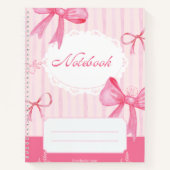 Cute Pink Bow Spiral Notebook | Coquette School  ノートブック (正面)